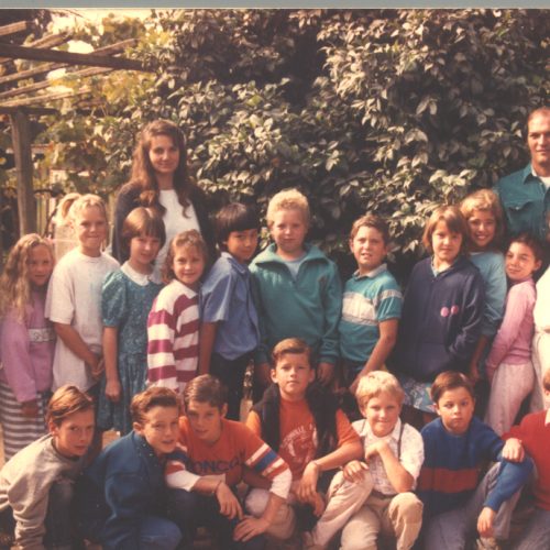 Sri and Hamsa with students